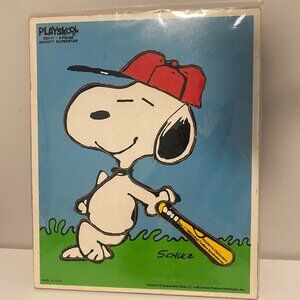 Vintage 1958 Peanuts Snoopy Superstar Playskool Wooden Jigsaw Puzzle